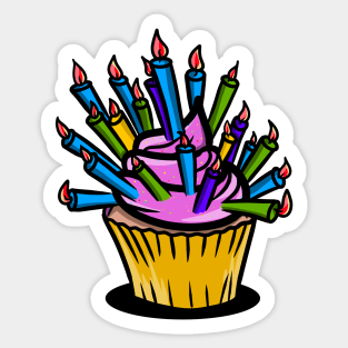 Funny cupcake with too many candles Sticker